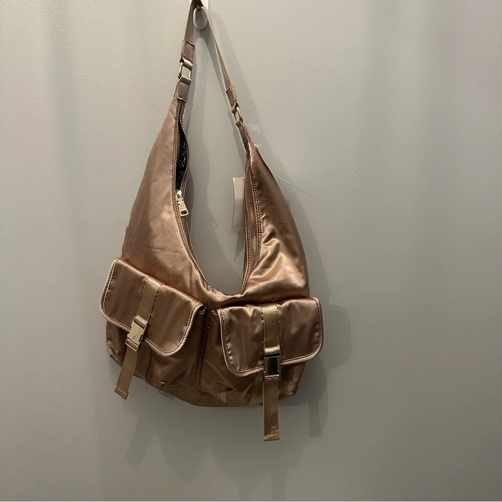 NWT Steve Madden Cole Satin Large Hobo Champagne